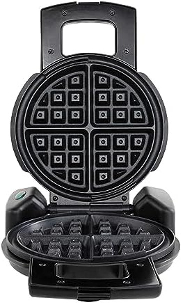 West Bend Belgian Waffle Maker Makes 7-Inch Waffles 180-Degree Flip with PTFE- Non-Stick Plates Vertical Storage and Non-Skid Rubber Feet 1000-Watts Black