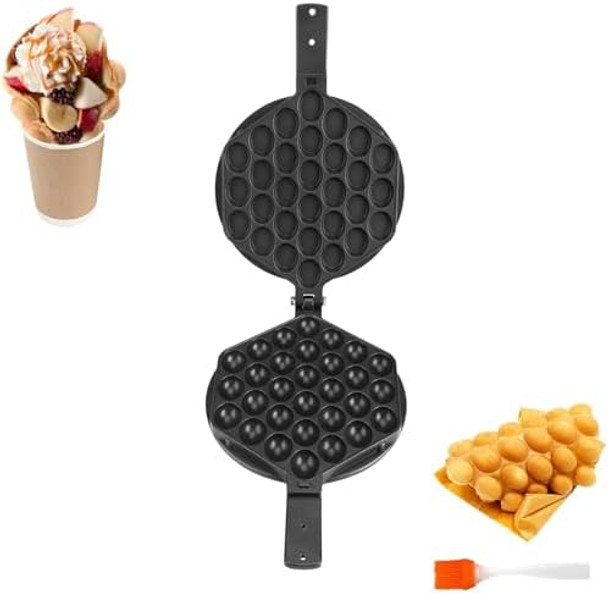 Waffle Maker Egg Bubble Pan Aluminum Alloy Eggettes Pan Cake Baking Plate for Home Kitchen Use