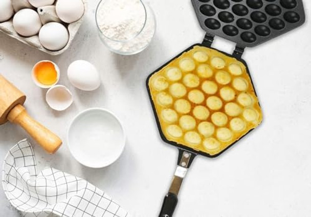 Waffle Maker Egg Bubble Pan Aluminum Alloy Eggettes Pan Cake Baking Plate for Home Kitchen Use