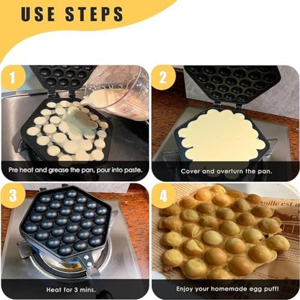 Waffle Maker Egg Bubble Pan Aluminum Alloy Eggettes Pan Cake Baking Plate for Home Kitchen Use