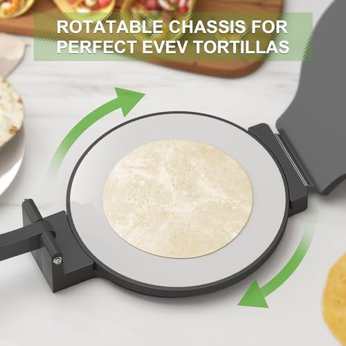 Tortilla Press 10 Inch - Bamboo Quesadilla & Roti Maker with Parchment Paper Sheets & Dough Cutter for Homemade Flour Corn Tortilla Wood Tortillera Pataconera Tortilla Maker for Home Baking Cooking