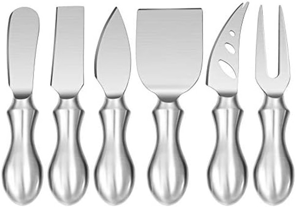 WoneNice Luxury 6-Piece Cheese Knife Set Premium Stainless Steel Cheese Knives Set for Wine Parties Charcuterie Boards Gourmet Dining Weddings Housewarming & Cheese Lovers