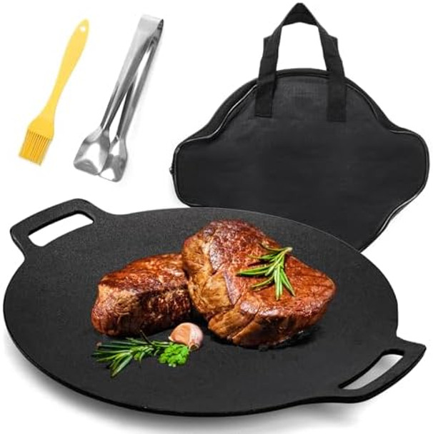 Korean BBQ Grill - Nonstick 12 Inch Round Griddle Pan with Bag 6 Layer Coating Cast Iron for Stove Top Induction Outdoor Camping Tawa Roti Pan Korean BBQ Grill - Nonstick 12 Inch Round Griddle Pan with Bag 6 Layer Coating Cast Iron for Stove Top Induction Outdoor Camping Tawa Roti Pan