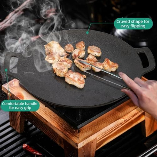 Korean BBQ Grill - Nonstick 12 Inch Round Griddle Pan with Bag 6 Layer Coating Cast Iron for Stove Top Induction Outdoor Camping Tawa Roti Pan Korean BBQ Grill - Nonstick 12 Inch Round Griddle Pan with Bag 6 Layer Coating Cast Iron for Stove Top Induction Outdoor Camping Tawa Roti Pan