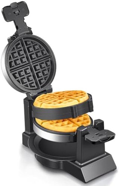 Yabano Belgian Waffle Maker - Professional Rotating Waffle Iron with Double Flip Technology Nonstick Plates Removable Drip Tray & Cool-Touch Handles