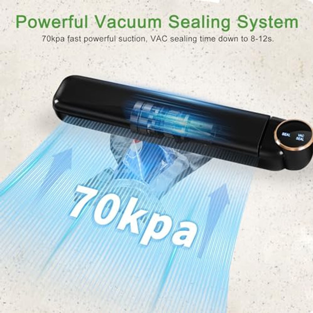 Vacuum Food Sealer Machine Meat Sealers Packing zer Saver Starter Kit Dry & Moist Modes LED Indicator Lights Kitchen Air Seal Machine with 20PCS Storage Bags Black