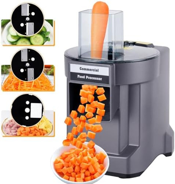 Commercial Vegetable Dicer Chopper 3 IN 1 Food Processor Automatic Potato Slicer&Onion Shredder with 3 Stainless Steel Blades 110V