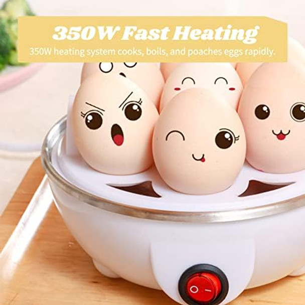 Electric Egg Cooker Boiler Rapid Poacher 350W Multifunctional Food Vegetable Steamer Hard Medium Soft Boiled Eggs Commercial Chefs Choice Egg Food Steamer(#1)