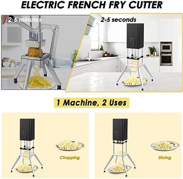 YOTAN Electric French Fry Cutter Vertical French Fry Cutter with 1/2 & 3/8 Inch Blade Professional Commercial and Household Automatic Potato Slicer Electric Vegetable Chopper (Black) YOTAN Electric French Fry Cutter Vertical French Fry Cutter with 1/2 & 3/8 Inch Blade Professional Commercial and Household Automatic Potato Slicer Electric Vegetable Chopper (Black)