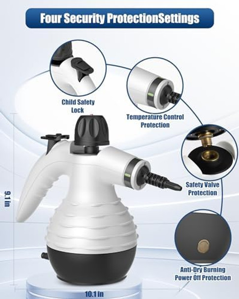 Steam Cleaner for Home Multi-Surface Natural Steamer for Cleaning with Safety Lock and 11pcs Accessories Handheld Steam Cleaner for Windows Sofa Carpet Tile Kitchen Hood and Car (White) Steam Cleaner for Home Multi-Surface Natural Steamer for Cleaning with Safety Lock and 11pcs Accessories Handheld Steam Cleaner for Windows Sofa Carpet Tile Kitchen Hood and Car (White)