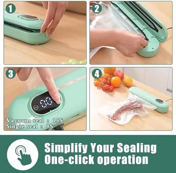 Mini Bag Sealer 11Inch Mini Heat Sealer Heating Quick Sealer For Food Bag Portable Handheld Bag Resealer Machine For Chips and Snacks Bags Freshness (Green)