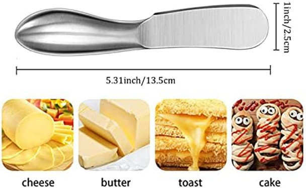 Spreader Knife Set Cheese Butter Spreader Knife Cheese Slicer Knife Stainless Steel Blade with Wooden Handles Mini Serving Tongs Spoons and Forks (Option 11)