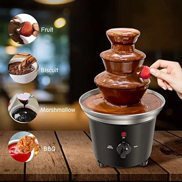 Chocolate Fountain Machine Plastic Chocolate Melt Dipping Machine Warmer 3 Tier Tower Cheese Fountain Mini Melting BPA 1.2 Pound for Wedding for Birthday Party