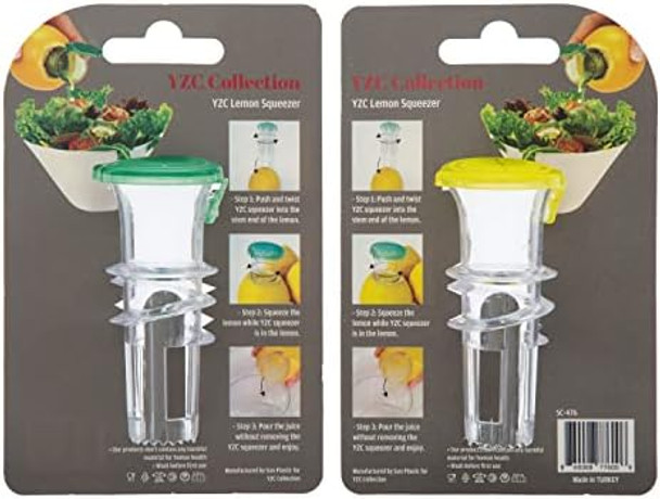 YZC Lemon Squeezer – 2-Pack Lemon-Juicer – BPA- Plastic Lime Juicer– Compact Juice Extractor Citrus Press with Lid – Squeeze Lime for Cocktails Drinks