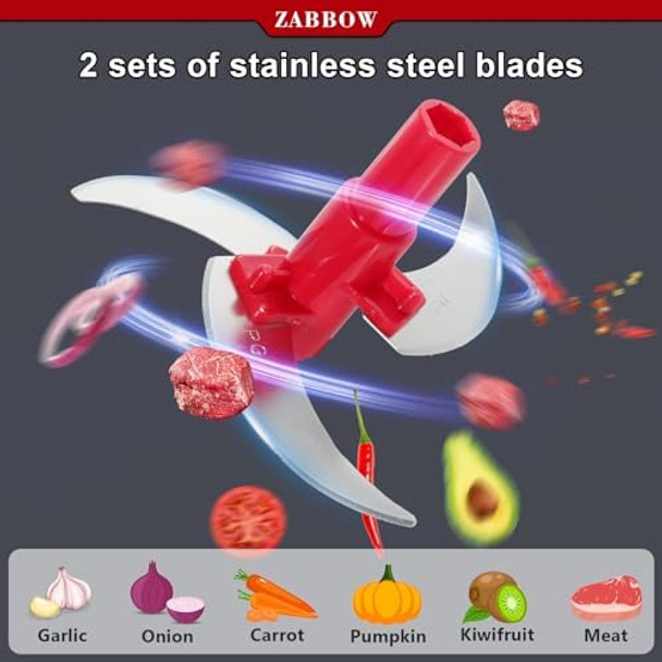 Manual Food Processor 8 Cup Hand Powered Crank Chopper Mincer Blender with Clear Container for Vegetables Meat Fruits Onions