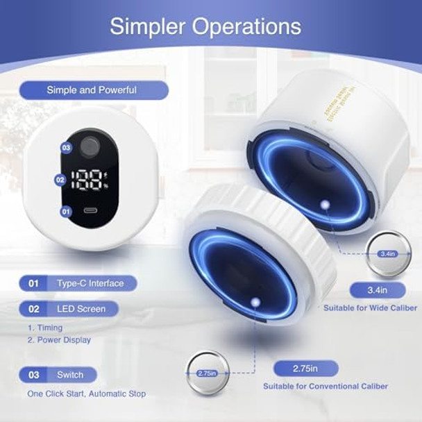 Mason Jar Vacuum Sealer Auto Stop 80kPa Electric Jar Vacuum Sealer Kit for Mason Jars with Wide and Regular Mouth Lids (White) Mason Jar Vacuum Sealer Auto Stop 80kPa Electric Jar Vacuum Sealer Kit for Mason Jars with Wide and Regular Mouth Lids (White)