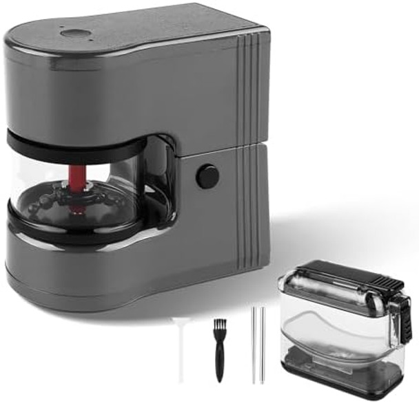 Herb Grinder Electric Portable 1g Capacity 1800mah Battery Powered with LED Lights Electric Grinder for Kitchen with 12g Storage Box Grey