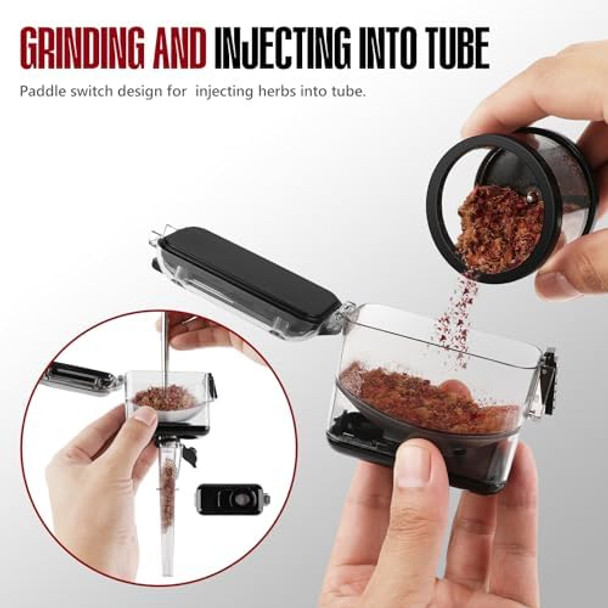 Herb Grinder Electric Portable 1g Capacity 1800mah Battery Powered with LED Lights Electric Grinder for Kitchen with 12g Storage Box Grey