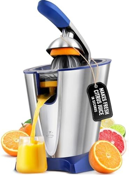 Zulay Electric Citrus Juicer - Makes Fresh Orange Lemon Grapefuit Lime - Stainless Steel 160W Quiet Powerful Motor Interchangeable Cones - Filters Out Seeds & Pulp - Dishwasher-Safe Parts - Black Zulay Electric Citrus Juicer - Makes Fresh Orange Lemon Grapefuit Lime - Stainless Steel 160W Quiet Powerful Motor Interchangeable Cones - Filters Out Seeds & Pulp - Dishwasher-Safe Parts - Black