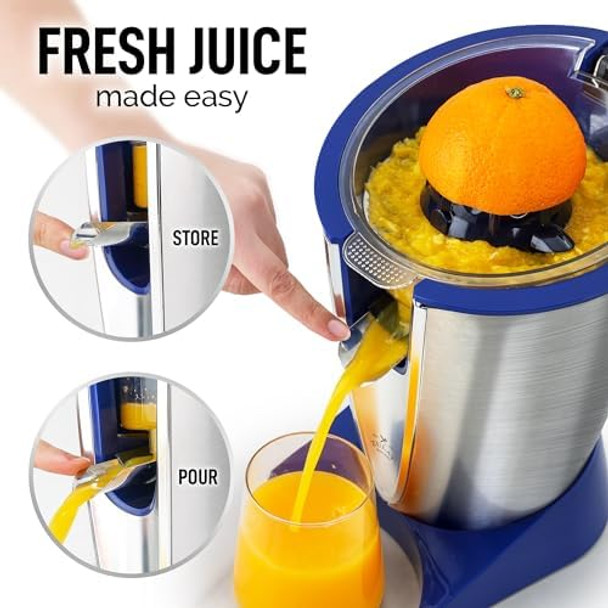 Zulay Electric Citrus Juicer - Makes Fresh Orange Lemon Grapefuit Lime - Stainless Steel 160W Quiet Powerful Motor Interchangeable Cones - Filters Out Seeds & Pulp - Dishwasher-Safe Parts - Black Zulay Electric Citrus Juicer - Makes Fresh Orange Lemon Grapefuit Lime - Stainless Steel 160W Quiet Powerful Motor Interchangeable Cones - Filters Out Seeds & Pulp - Dishwasher-Safe Parts - Black