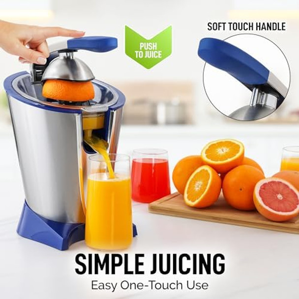 Zulay Electric Citrus Juicer - Makes Fresh Orange Lemon Grapefuit Lime - Stainless Steel 160W Quiet Powerful Motor Interchangeable Cones - Filters Out Seeds & Pulp - Dishwasher-Safe Parts - Black Zulay Electric Citrus Juicer - Makes Fresh Orange Lemon Grapefuit Lime - Stainless Steel 160W Quiet Powerful Motor Interchangeable Cones - Filters Out Seeds & Pulp - Dishwasher-Safe Parts - Black