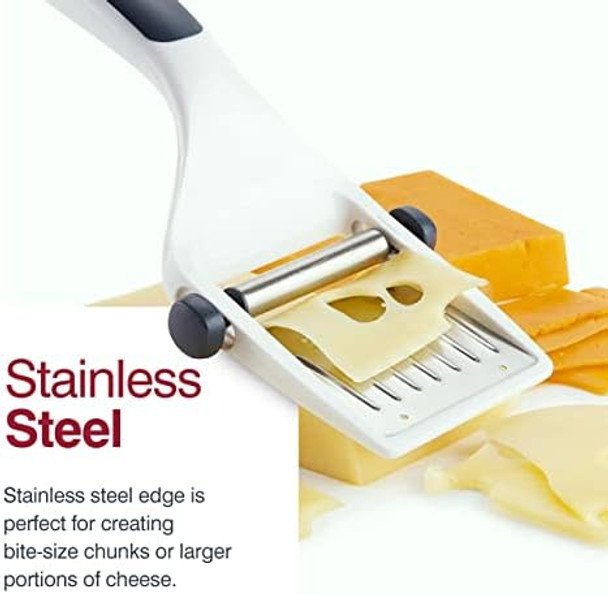 Zyliss Dial & Slice Cheese Slicer - Adjustable Handheld Cheese Slicer with Stainless Steel Edge and Ergonomic Handle White