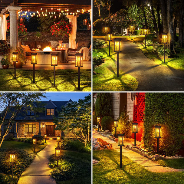 KOOPER 2 Pack Solar Pathway Lights - Unique Waterproof Garden Lights for Outdoor Patio Yard Lawn Walkway - Auto On/Off