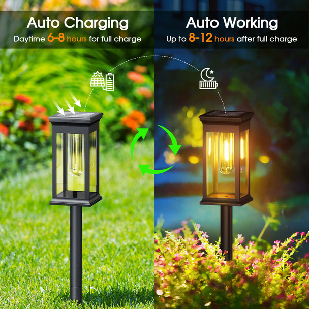 KOOPER 2 Pack Solar Pathway Lights - Unique Waterproof Garden Lights for Outdoor Patio Yard Lawn Walkway - Auto On/Off