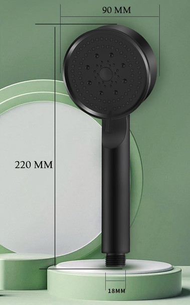 Acetap 5-Mode Round Hand Shower - Black Elegance with ABS Material - Effortless Setup Lightweight Wide Coverage Spray. (Head Only)