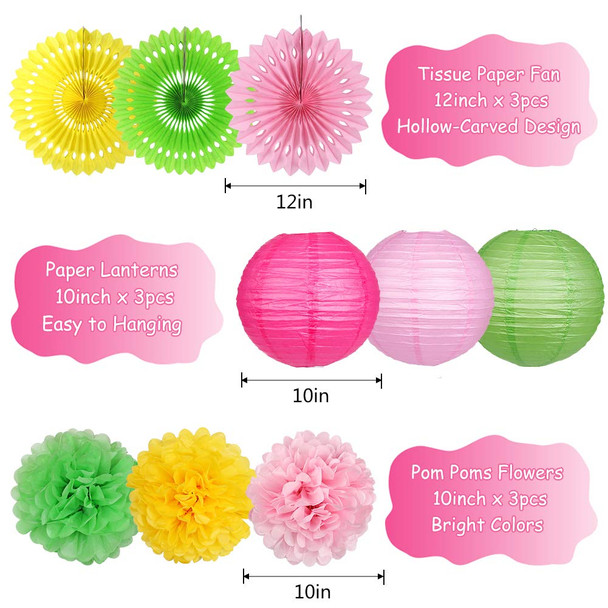 YUNXUAN Flamingo Party Supplies Hawaiian Party Decorations Flamingo and Pineapple Honeycomb Ball Paper Lanterns Paper Fans Pom poms Flowers for Birthday Luau Tropical Bachelorette Party