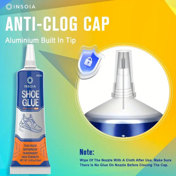 Shoe Glue Sole Repair Kit, 0.51oz x2 Heavy Duty Shoe Adhesive, Waterproof, Flexible, Clear- Drying for Sneakers, Boots, Leather, Rubber,