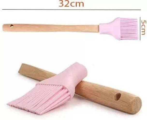 Bekner Wooden Handle Heat Resistant Pastry Brushes Silicone Flat Pastry Brush (Pack of 1)