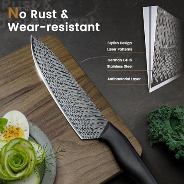 Knife Set 15 Pieces Kitchen Knife Set With Built In Knife Sharpener Block
