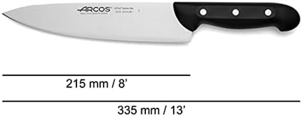 Arcos Chef Knife 8 Inch Stainless Steel. Multi-Use Professional Cooking Knife For Cutting Meat And Vegetables. Ergonomic Polyoxymethylene Handle And 215Mm Blade. Series Maitre. Color Black Arcos Chef Knife 8 Inch Stainless Steel. Multi-Use Professional Cooking Knife For Cutting Meat And Vegetables. Ergonomic Polyoxymethylene Handle And 215Mm Blade. Series Maitre. Color Black