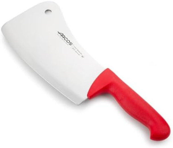 Arcos Cleaver Knife 8 Inch Nitrum Stainless Steel And 200 Mm Blade. Professional Butcher Knife. Ergonomic Polypropylene Handle. Series 2900. Color Red.