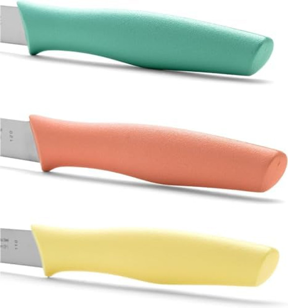Arcos Paring Knife Set Of 3 Pieces 4 Inch Stainless Steel. Colorful Kitchen Knives For Peeling Fruits And Vegetables. Ergonomic Polypropylene Handle. Series Nova. Color Orange Yellow And Blue. Arcos Paring Knife Set Of 3 Pieces 4 Inch Stainless Steel. Colorful Kitchen Knives For Peeling Fruits And Vegetables. Ergonomic Polypropylene Handle. Series Nova. Color Orange Yellow And Blue.