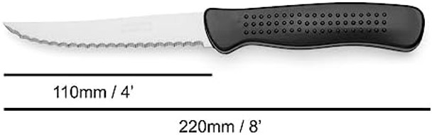 Arcos 4 Inch Steak Knives Set Of 6 Pcs In Nitrum Stainless Steel. Serrated Utility Meat Knife Set. Ergonomic Polypropylene Black Handle. Steak Basics