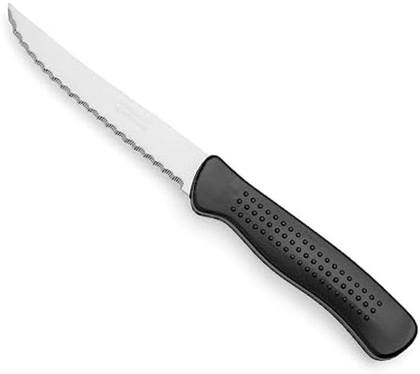 Arcos 4 Inch Steak Knives Set Of 6 Pcs In Nitrum Stainless Steel. Serrated Utility Meat Knife Set. Ergonomic Polypropylene Black Handle. Steak Basics