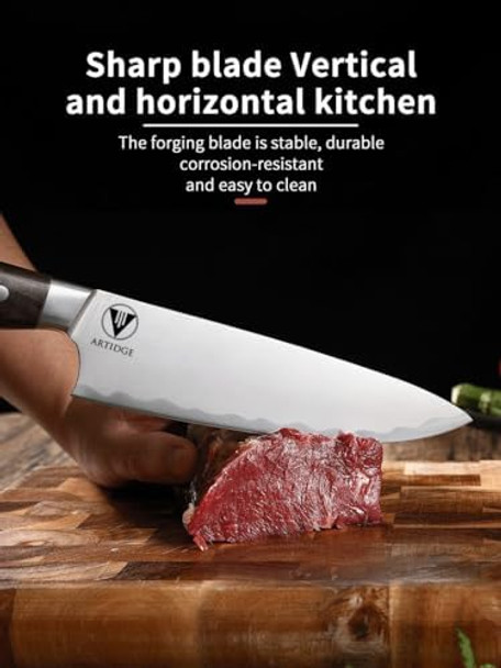 3 Pieces Knife Set Professional Japanese High Carbon Stainless Steel Kitchen Knife Set Ultra Sharp Chef Knives Sets With Ergonomic Pakkawood Handle 15° Double-Edged Blade Full Tang Design
