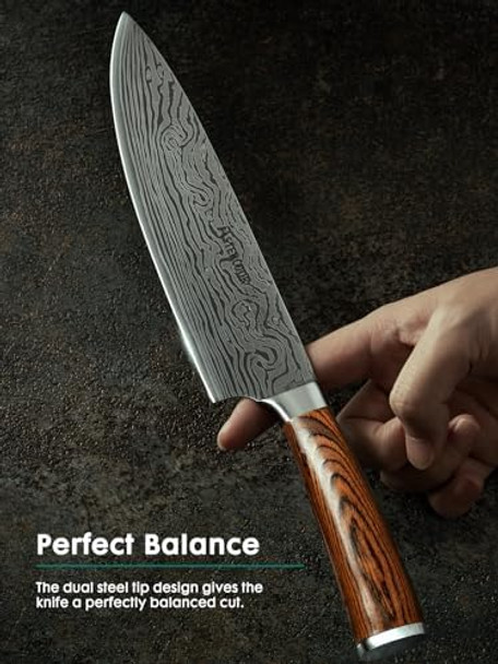 Astercook Chef Knife 8 Inch Professional Kitchen Chef Knife German High Carbon Stainless Steel Ultra Sharp Knife Chefs Knives With Ergonomic Handle And Box