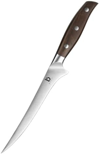 Bazil 7-Inch Fillet Knife For Fish And Meat – Ultra Sharp Full Tang Boning German High Carbon Stainless Steel Fish Fillet Knife – Professional & Home Use