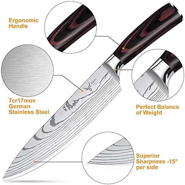 Chef Knife - Cknife Pro Kitchen Knife 8-Inch Chef'S Knife Made Of German High Carbon Stainless Steel ，Ergonomic Handle Ultra Sharp