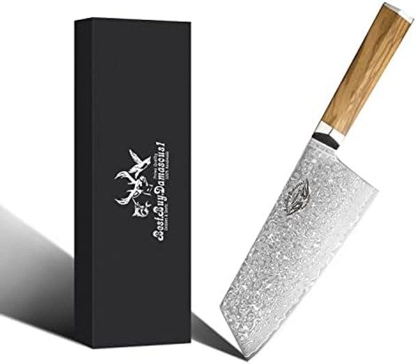 Best.Buy.Damascus1 Cleaver Knife 8.5" Chef Knife Meat Cleaver- Aus-10 Cleaver Japanese Damascus Knife- Butcher Knife - Meat Cleaver Knife Heavy Duty Olive Wood Cleaver Knives Premium Quality Knife
