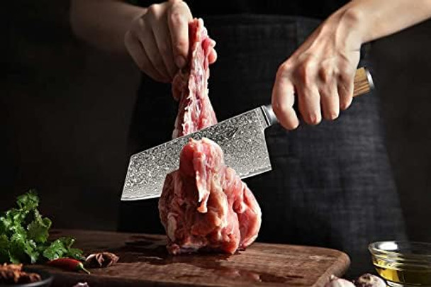 Best.Buy.Damascus1 Cleaver Knife 8.5" Chef Knife Meat Cleaver- Aus-10 Cleaver Japanese Damascus Knife- Butcher Knife - Meat Cleaver Knife Heavy Duty Olive Wood Cleaver Knives Premium Quality Knife