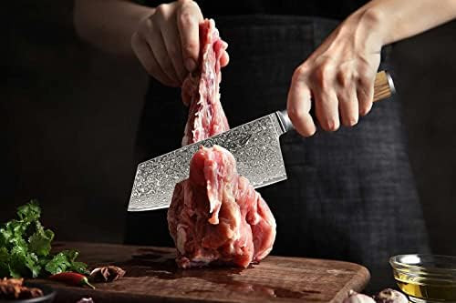 Best.Buy.Damascus1 Cleaver Knife 8.5" Chef Knife Meat Cleaver- Aus-10 Cleaver Japanese Damascus Knife- Butcher Knife - Meat Cleaver Knife Heavy Duty Olive Wood Cleaver Knives Premium Quality Knife