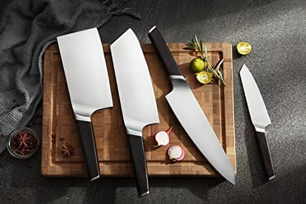 Best.Buy.Damascus1 Knife Sets 7 Piece German Stainless Steel Kitchen Knives Block Set Germen Stainless-Steel Blades Walnut Wood Knife Block Kitchen Knife Set Black (Germen Knife Set)