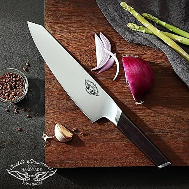 Best.Buy.Damascus1 Knife Sets 7 Piece German Stainless Steel Kitchen Knives Block Set Germen Stainless-Steel Blades Walnut Wood Knife Block Kitchen Knife Set Black (Germen Knife Set)