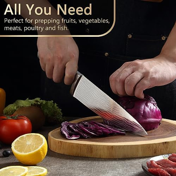 Bewos 8.3-Inch Chef Knife Professional Kitchen Knife With Knife Sharpener Ultra Sharp Chefs Knife Set Premium Stainless Steel Chef’S Knives For Kitchen Cooking Knife Ergonomic Handle Box