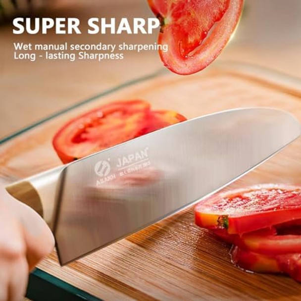 6.8Inch Japanese Chef Knife One-Piece Ultra Sharp Kitchen Knivesnon-Slip Stainless Steel Knives With Ergonomic Handleultra-Lightweight Cooking Knifechef s For Women