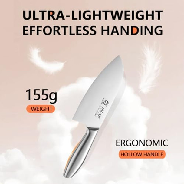 6.8Inch Japanese Chef Knife One-Piece Ultra Sharp Kitchen Knivesnon-Slip Stainless Steel Knives With Ergonomic Handleultra-Lightweight Cooking Knifechef s For Women